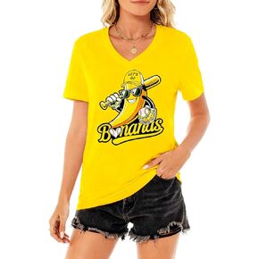 Baseball Shirts for Women Funny Banana Baseball Shirt Casual Baseball Season V Neck Short Sleeve Tee Tops in Saudi Arabia