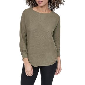 DKNY Women's Mini Waffle 3/4 Sleeve V-Neck Inset T-Shirt in Saudi Arabia