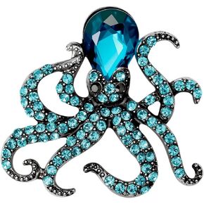 Ocean Rhinestone Octopus Brooch Sparkling Sea Animal Pin for Women Party Jewelry for Blouse, Scarf, Hat, Bag in Saudi Arabia