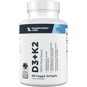 Transparent Labs Vitamin D3 K2 - Vitamin D & K2 Vitamin Supplement for Men & Women, Vegan-Friendly D3K2 5000 IU Supplements to Support Bone, Immune, and Overall Health - K2 D3 60 Capsules in Saudi Arabia