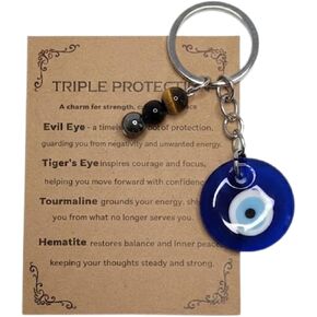 Evil Eye Keychain,Handmade Natural Healing Crystal Charm for Car/Bag/Keys,Protection Spiritual Gift for Women Men in Saudi Arabia