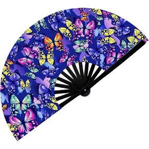 Large Folding Hand Rave Fan,Popping Fan for Line Dancing,Decorative Folding Hand Fans for Music Festivals,Carnival,Rainbow Outfits,Disco,Neon, Glow Party Decorations Supplies. (Mushroom 2) in Saudi Arabia