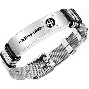 ACZHHZC ‌OP Anime Skull Bracelet, Cartoon Stainless Steel Adjustable Mesh Wristband for Men and Women in Saudi Arabia