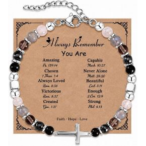 Moon Phase Bracelet for Women Her - Natural Stone Beaded Cross Crystal Healing Bracelet with Cards Moonstone Spiritual Bracelets Jewelry Gifts for Mom Girlfriend Bestie‌ Mothers Day Graduation Birthday in Saudi Arabia