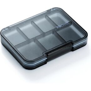 Small Pill Organizer Ultra Thin, QUARDINE Removable Divider Purse Pill Case with Moistureproof Silicone Seal, 7 Compartments Portable Travel Pill Box for Vitamins, Supplements, Fish Oil (Black) in Kuwait