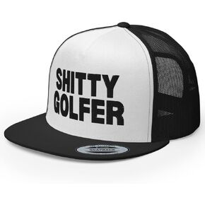 NX Shitty Golfer Embroidered Flat Bill Trucker Hat High Crown Snapback Funny Golf Hat in Kuwait
