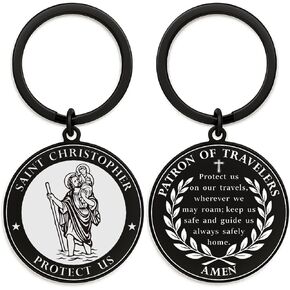 St Christopher Keychain - Saint Christopher Protect Us Gift for Drivers Travelers, Patron Saint of Travelers Catholic Key Chain in Saudi Arabia