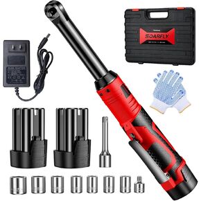 Cordless Electric Ratchet Wrench Set 3/8", Upgraded 60 Ft-lbs 21V Powerful Ratchet Tool Kit, With LED Light Cordless Ratchet,Variable Speed,7 Sockets, 3" Extension Bar, 1/4" Adapter, 2*2000mAh Battery in Saudi Arabia