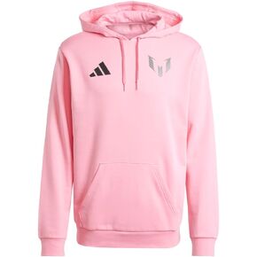 هودي برسوم جرافيك اسم ورقم ميسي للرجال من adidas، لباس خارجي كاجوال - وردي in Kuwait