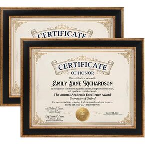 Lavezee Certificate Frames 2 Packs, Black & Gold 8.5 x 11 Graduation Frame with Shatter-Resistant Cover, 8.5 by 11 Picture Diploma Document Degree Frames for Wall and Tabletop in Saudi Arabia