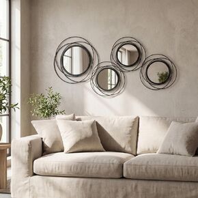 4 Piece Gold Round Wall Mirror Set Modern Metal Circle Home Decor for Living Room Bedroom Entryway 11/9 in Decorative Mirrors Minimalist Wall Art for Home in Saudi Arabia