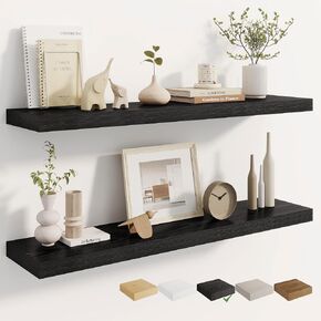 Dreamland Deep Floating Shelves, 8" Deep Long Shelves Set of 2, 40 Inches Floating Shelf for Wall,Large Display & Storage Shelf for Bathroom Bedroom Living Room Kitchen Office, Black in Saudi Arabia
