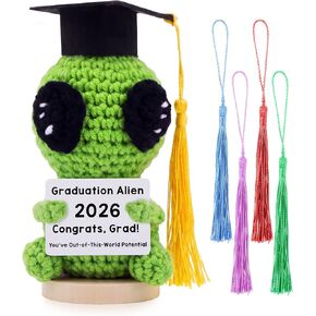 Soulchen Graduation Alien 2026 Funny Crochet Plush Graduation Gift Positive Mini Alien with Cap & 5 Changeable Tassels Cute Emotional Keepsake for College High School Graduate in Saudi Arabia