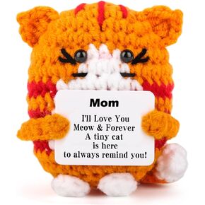 FULIER Teacher Appreciation Gifts Positive Crochet Cat, Mini Funny Appreciation Thank You Teacher Gifts for Women Men End of Year Graduation Retirement Christmas, Emotional Small Cute Decor in Saudi Arabia