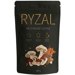 RYZAL Mushroom Coffee, Instant Organic Enhanced Focus, Boosted Immunity with Cordyceps, Reishi, Shitake, Turkey Tail, King Trumpet, Lions Mane for Positive Mood & Energy | 30 Servings in Saudi Arabia