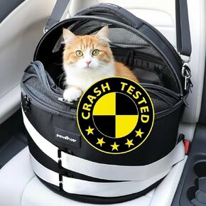 Crash-Tested Dog Car Seats for Small Dogs Under 25 lbs | 3-in-1 Small Dog Car Seat, Enclosed Cat Bed, Portable Pet Carrier | 5-Star Safety-Rated Puppy Carseat Booster - Best for Safe Travel (Black) in Saudi Arabia