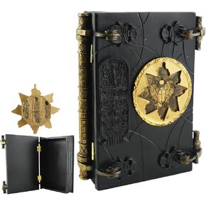 Ancient Egyptian Grimoire Book with Key & Lock – Handmade Resin Artwork, Gothic Mystery Collectible for Home Decor, Reading Nook or Miniature Library Display (Black 1) in Saudi Arabia