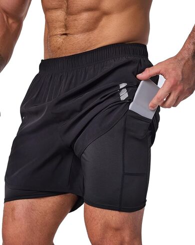 JZCreater Mens Shorts, 2-in-1 Athletic Workout Running Shorts with Liner, 2 Inner Pocket, Quick Dry Gym Shorts for Men in Saudi Arabia