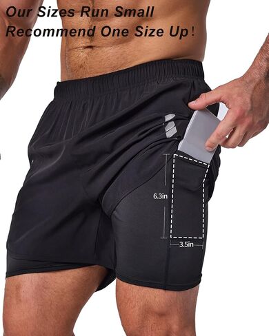 JZCreater Mens Shorts, 2-in-1 Athletic Workout Running Shorts with Liner, 2 Inner Pocket, Quick Dry Gym Shorts for Men in Saudi Arabia