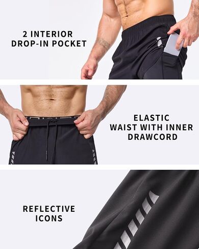 JZCreater Mens Shorts, 2-in-1 Athletic Workout Running Shorts with Liner, 2 Inner Pocket, Quick Dry Gym Shorts for Men in Saudi Arabia