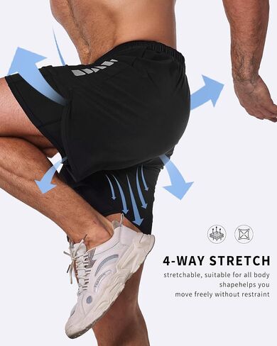 JZCreater Mens Shorts, 2-in-1 Athletic Workout Running Shorts with Liner, 2 Inner Pocket, Quick Dry Gym Shorts for Men in Saudi Arabia
