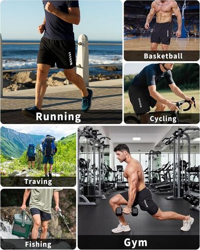 JZCreater Mens Shorts, 2-in-1 Athletic Workout Running Shorts with Liner, 2 Inner Pocket, Quick Dry Gym Shorts for Men in Saudi Arabia