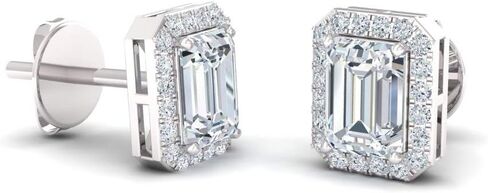 أقراط Diamondere الطبيعية والمعتمدة من الأحجار الكريمة والألماس الصغيرة من الذهب الخالص عيار 14 قيراط | أقراط هالو 0.67 قيراط للنساء in Kuwait