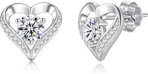 1CT Moissanite Stud Earrings for Women, S925 Sterling Silver Womens Earrings Jewelry Heart,Anniversary Birthday Gifts for Women Wife Her Girlfriend Mom Daughters in Saudi Arabia