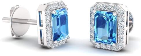 أقراط Diamondere الطبيعية والمعتمدة من الأحجار الكريمة والألماس الصغيرة من الذهب الخالص عيار 14 قيراط | أقراط هالو 0.67 قيراط للنساء in Kuwait