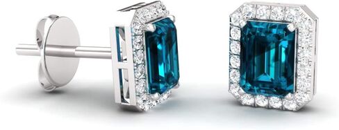 أقراط Diamondere الطبيعية والمعتمدة من الأحجار الكريمة والألماس الصغيرة من الذهب الخالص عيار 14 قيراط | أقراط هالو 0.67 قيراط للنساء in Kuwait