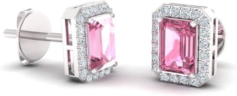 أقراط Diamondere الطبيعية والمعتمدة من الأحجار الكريمة والألماس الصغيرة من الذهب الخالص عيار 14 قيراط | أقراط هالو 0.67 قيراط للنساء in Kuwait