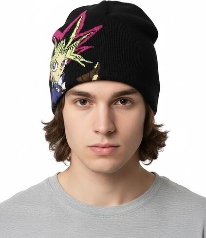 قبعة Yu-Gi-Oh Beanie للرجال من Yugi Mutou Anime Manga Knit قبعة OSFM باللون الأسود in Kuwait