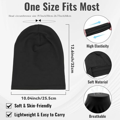 Qearl 3 Pcs Slouchy Beanie Hat for Men Women, Lightweight Breathable Cooling Skull Caps Soft Sleep Hat for Cycling Running Multicolor in Saudi Arabia