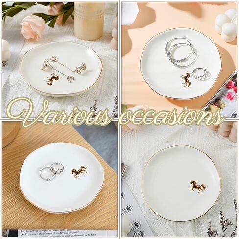InnoBeta Unicorn Gifts for Women, Unicorn Ceramic Jewelry Tray, Decorative Trinket Dish for Rings Earrings Necklaces for Women, 4.75", White Surface Gold in Kuwait