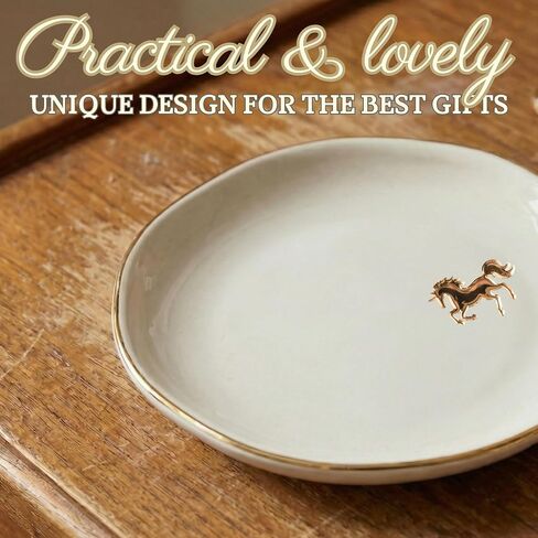 InnoBeta Unicorn Gifts for Women, Unicorn Ceramic Jewelry Tray, Decorative Trinket Dish for Rings Earrings Necklaces for Women, 4.75", White Surface Gold in Kuwait