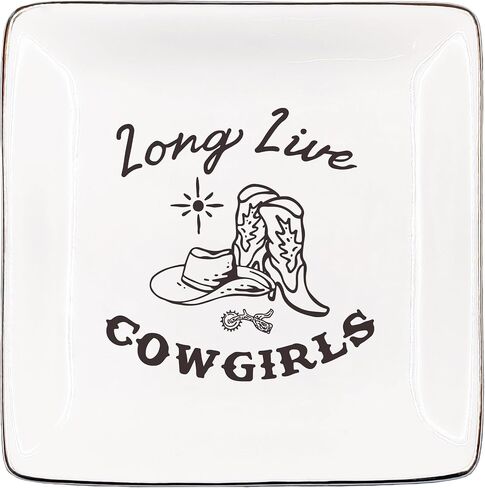 Long Live Cowgirls Jewelry Tray, Western Cowgirl Gifts Ceramic Jewelry Dish Tray for Rings & Earring for Women, Western Gifts Ring Trinket Dish for Women in Saudi Arabia
