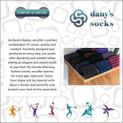 جوارب Dany's Socks الرجالية الرسمية، موديل ممتاز، مقاس 8-12، رفيعة ومسامية in Kuwait
