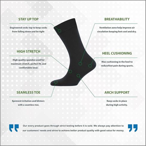 جوارب Dany's Socks الرجالية الرسمية، موديل ممتاز، مقاس 8-12، رفيعة ومسامية in Kuwait
