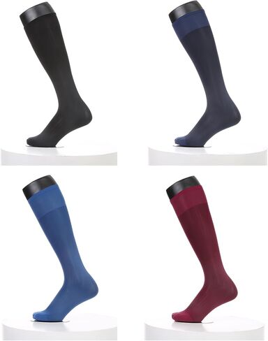Mens Ultra thin Silk Socks Striped Nylon Sheer Dress Socks For Summer Mid Calf in Saudi Arabia