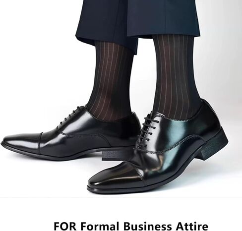 Mens Ultra thin Silk Socks Striped Nylon Sheer Dress Socks For Summer Mid Calf in Saudi Arabia