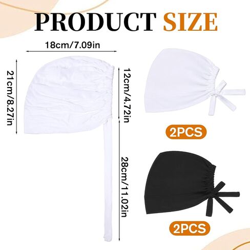 4 PCS Hijab Cap Hijab Undercap No Slip Hijab-Scarf for Women Islamic Muslim Hijabs with Tie Adjustable for Women (Black, White) in Saudi Arabia
