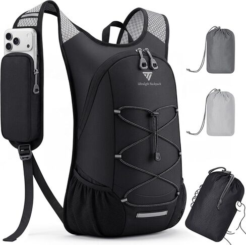 TILYMOL 15L Small Hiking Backpack for Men Women – Foldable Packable Daypack with Hydration System Compatible & Shoulder Strap Phone Pocket, Lightweight for Travel Camping Outdoor (Black) in Saudi Arabia