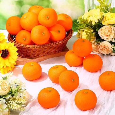 WinnerWhy 24 Pcs Fake Oranges Faux Oranges Artificial Fruits for Decoration 3 Inch Mini Lifelike Decorative Fruits for Bowls Decor Table Centerpieces Home Kitchen Party Decor (Orange) in Kuwait