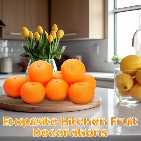 WinnerWhy 24 Pcs Fake Oranges Faux Oranges Artificial Fruits for Decoration 3 Inch Mini Lifelike Decorative Fruits for Bowls Decor Table Centerpieces Home Kitchen Party Decor (Orange) in Kuwait