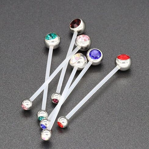 22Pcs 14G 38mm Sports Pregnancy Maternity Flexible Bioplast Long Belly Button Rings Navel Retainer Body Piercing in Saudi Arabia