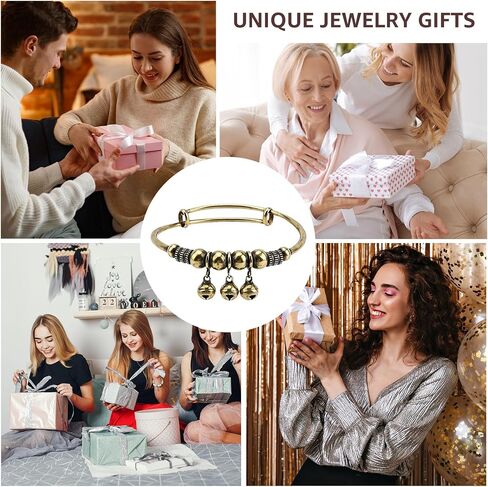 3Pcs Vintage Bell Bracelets Copper Bracelets for Women Men Adjustable Retro Bell Bangle with Push-Pull Mechanism Unique Copper Jewelry for Women in Kuwait