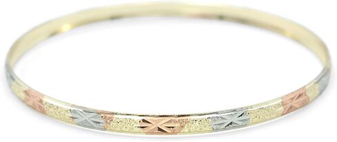 Pure Ziva Starburst Diamond Cut Texture Star Tri-Tone Rose Gold, Yellow Golden, & Silver Tone Bangle Cuff Bracelet, Gold Filled in Saudi Arabia