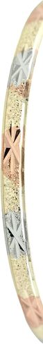 Pure Ziva Starburst Diamond Cut Texture Star Tri-Tone Rose Gold, Yellow Golden, & Silver Tone Bangle Cuff Bracelet, Gold Filled in Saudi Arabia