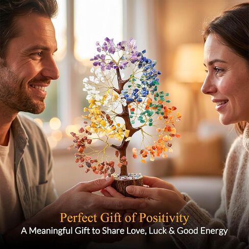 Crocon® 7 Chakra Crystal Tree of Life for Positive Energy Spiritual Gifts | Meditation, Good luck, Feng shui, Crystals and Healing Stones | Birthday Gifts for Women & Men | Home & Office Decor Presents in Kuwait