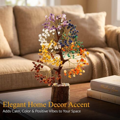 Crocon® 7 Chakra Crystal Tree of Life for Positive Energy Spiritual Gifts | Meditation, Good luck, Feng shui, Crystals and Healing Stones | Birthday Gifts for Women & Men | Home & Office Decor Presents in Kuwait